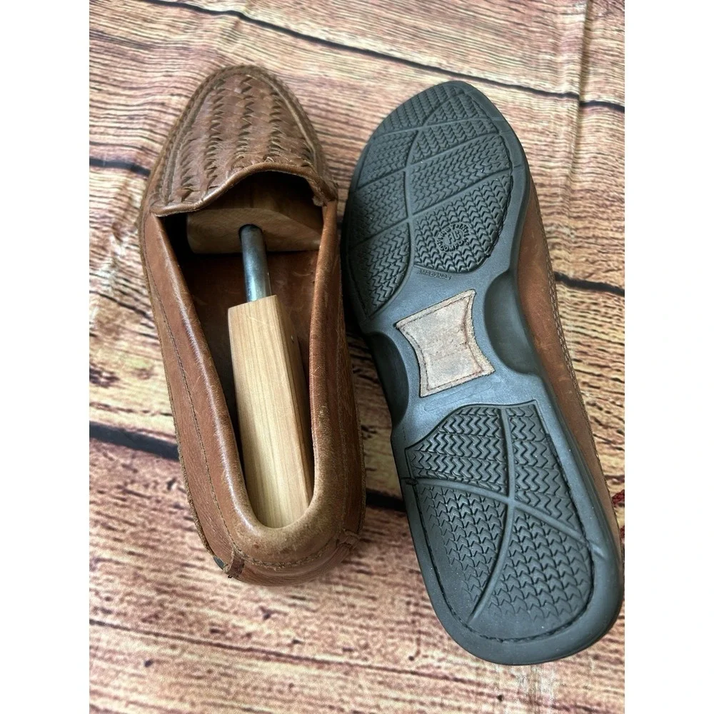 Johnston‎ & Murphy Tidwell Woven Loafers Brown Sheepskin Men 11
